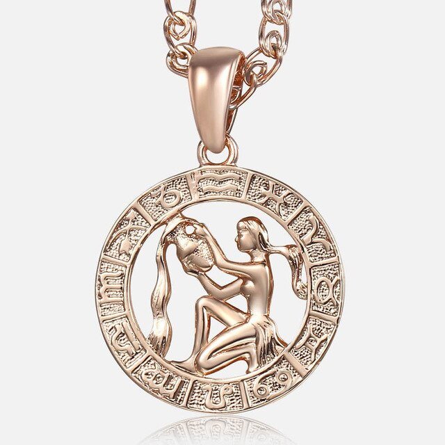 12 Zodiac Sign Constellations Pendant Necklace For Women Men 585 Rose Gold Necklace Fashion Birthday Gifts Drop Shipping-10