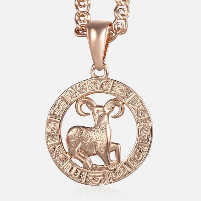 12 Zodiac Sign Constellations Pendant Necklace For Women Men 585 Rose Gold Necklace Fashion Birthday Gifts Drop Shipping-1