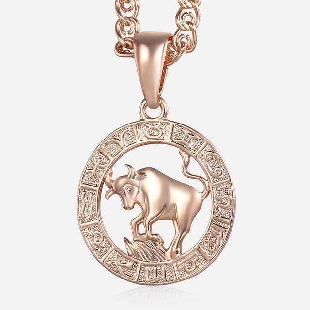 12 Zodiac Sign Constellations Pendant Necklace For Women Men 585 Rose Gold Necklace Fashion Birthday Gifts Drop Shipping-5
