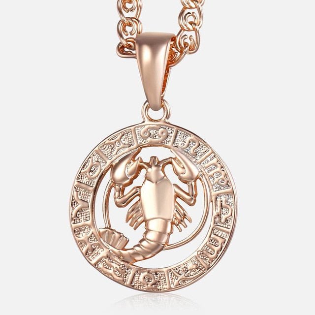 12 Zodiac Sign Constellations Pendant Necklace For Women Men 585 Rose Gold Necklace Fashion Birthday Gifts Drop Shipping-6