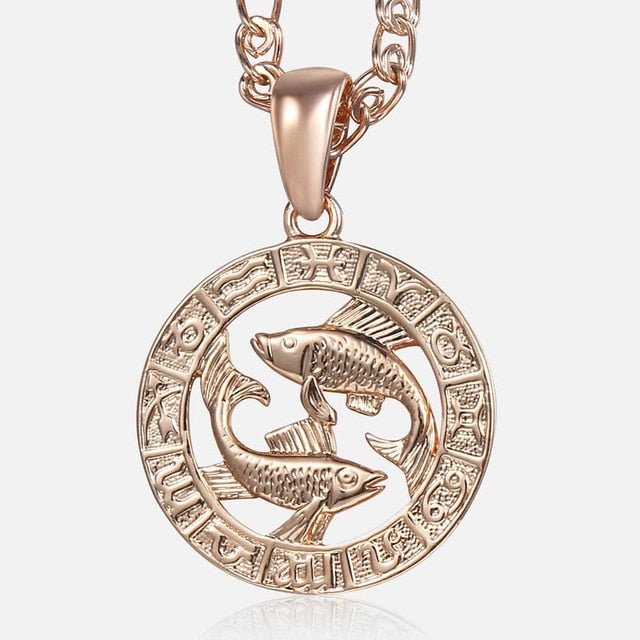 12 Zodiac Sign Constellations Pendant Necklace For Women Men 585 Rose Gold Necklace Fashion Birthday Gifts Drop Shipping-8