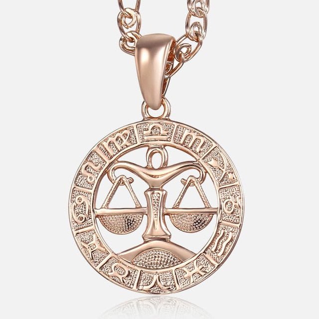 12 Zodiac Sign Constellations Pendant Necklace For Women Men 585 Rose Gold Necklace Fashion Birthday Gifts Drop Shipping-9