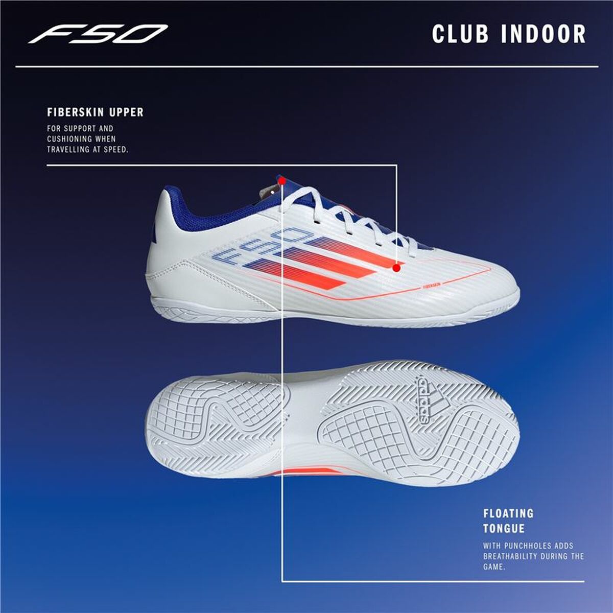 Adult's Indoor Football Shoes Adidas F50 Club White-6