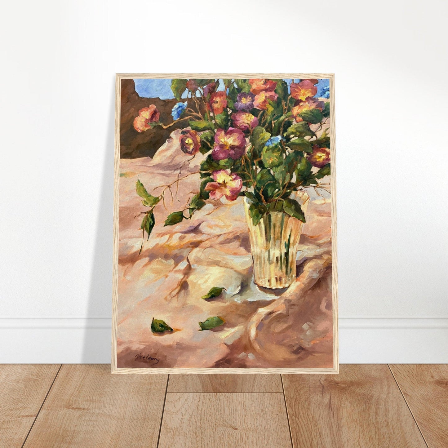 "Blossoms in Bloom" Still Life Floral | 18x24 inch Wooden Framed Art Print | Original Artwork by American Artist Barbara Cleary-3
