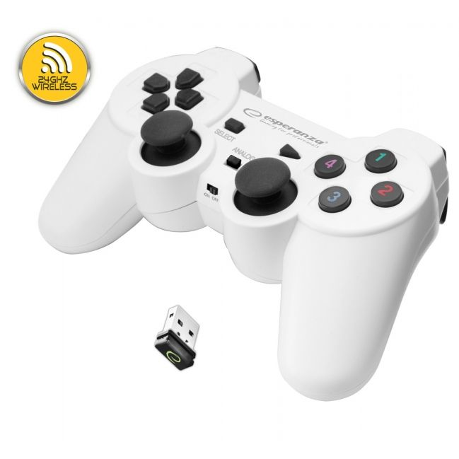 GamePad Esperanza Wireless cu Vibratii pentru PlayStation PS3 si PC, Controller Gladiator Alb (EGG108W)-0
