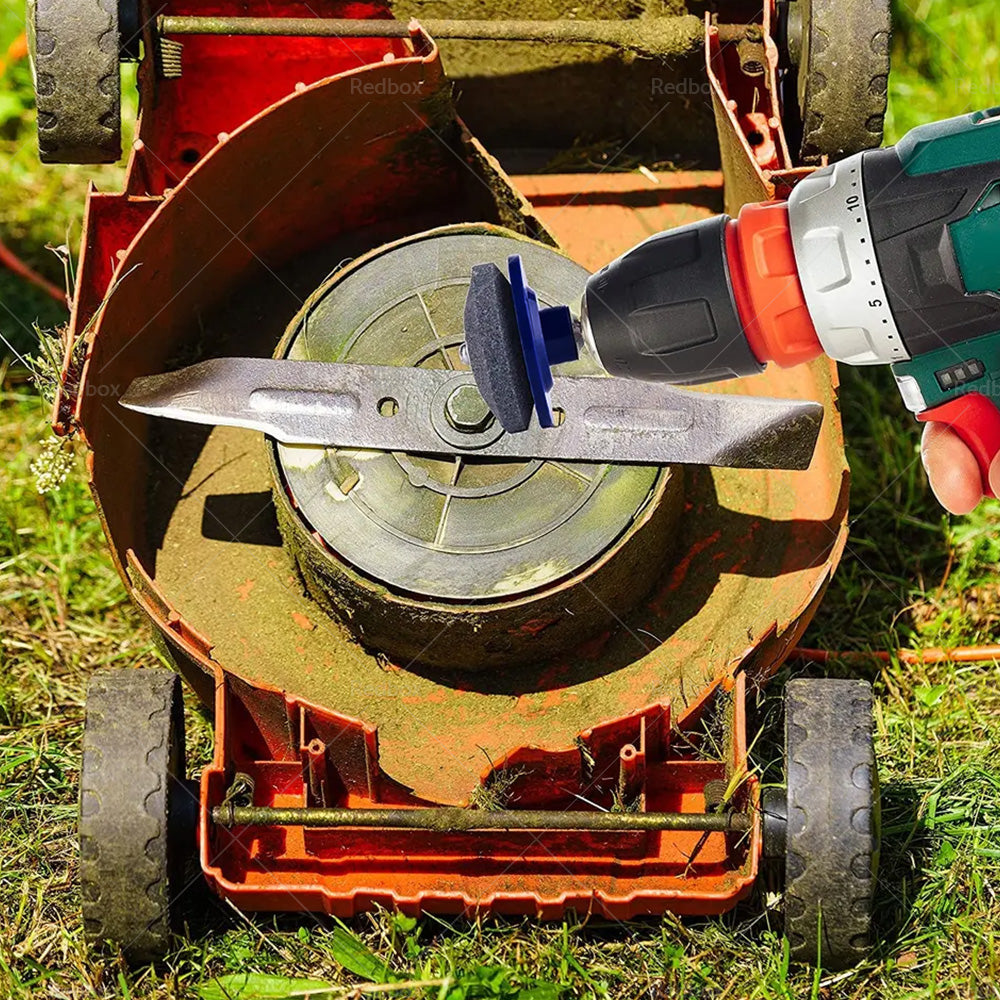 Lawn Mower Blade Sharpener Rotary Stone Grindstone Sharpening Drill Tool-4