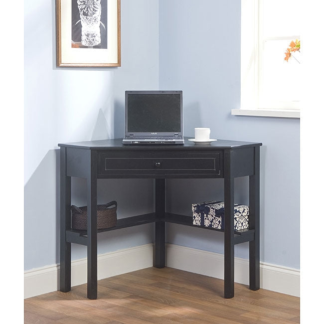 Corner Computer Desk in Black Wood-0