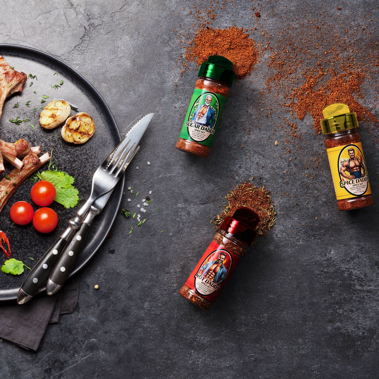 Spice Rub BBQ Gift Set - Hot Daddy, Sugar Daddy, Spice Daddy Barbecue Seasoning - Sweet, Spicy Gift for Him, Her - Fathers Day Dad Gifts Christmas Stocking Stuffers for Housewarming, Kitchen, Cooking-1