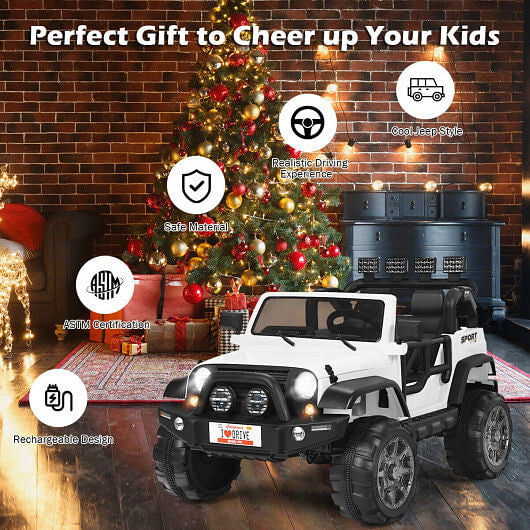 12V 2-Seater Ride on Car Truck with Remote Control and Storage Room-Red-3