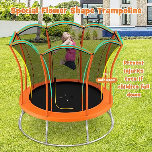 10 Feet Unique Flower Shape Trampoline with Galvanized Steel Frame-Orange-2