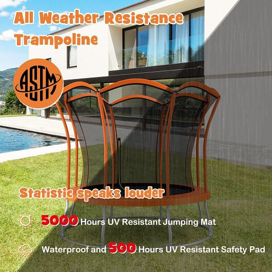 10 Feet Unique Flower Shape Trampoline with Galvanized Steel Frame-Orange-3