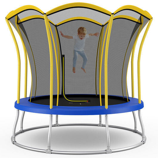 10 Feet Unique Flower Shape Trampoline with Galvanized Steel Frame-Orange-5