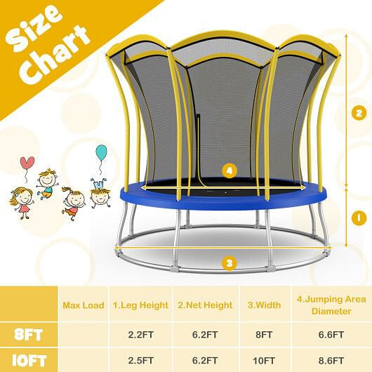 10 Feet Unique Flower Shape Trampoline with Galvanized Steel Frame-Orange-6