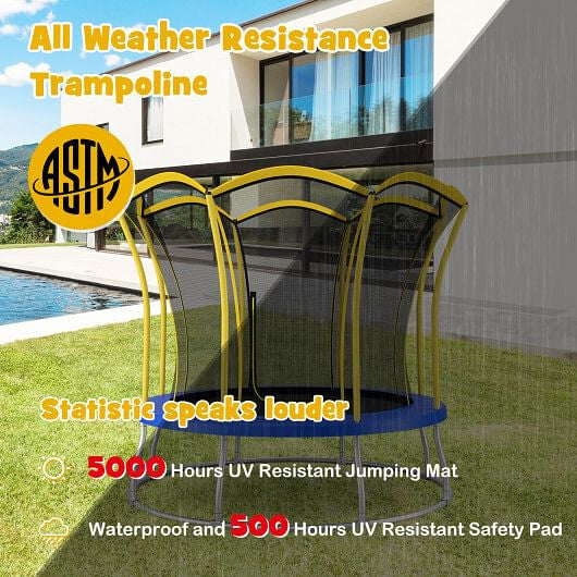 10 Feet Unique Flower Shape Trampoline with Galvanized Steel Frame-Orange-8