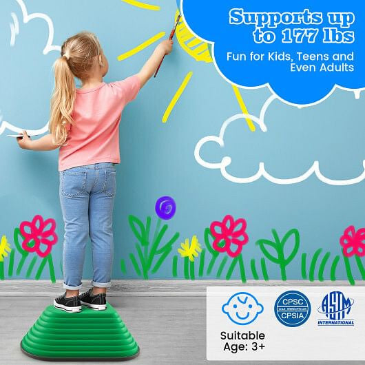 11 Pieces Kids Stepping Stones Stackable Balance Blocks Indoor Outdoor-Multicolor-2