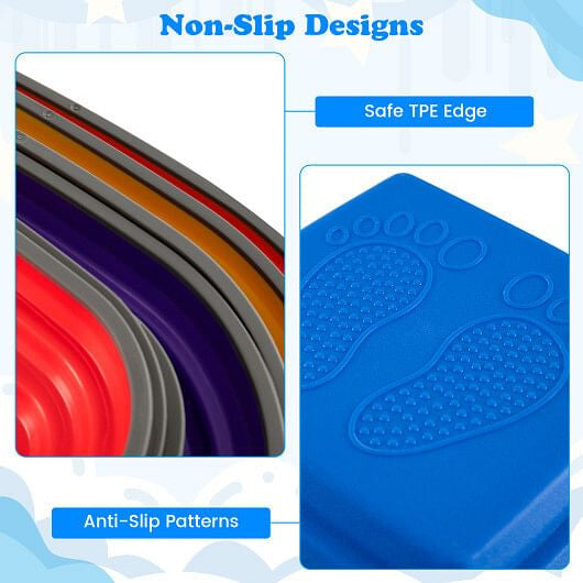 11 Pieces Kids Stepping Stone Square Stackable Indoor Outdoor-Multicolor-3