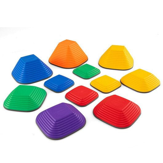 11 Pieces Kids Stepping Stone Square Stackable Indoor Outdoor-Multicolor-4
