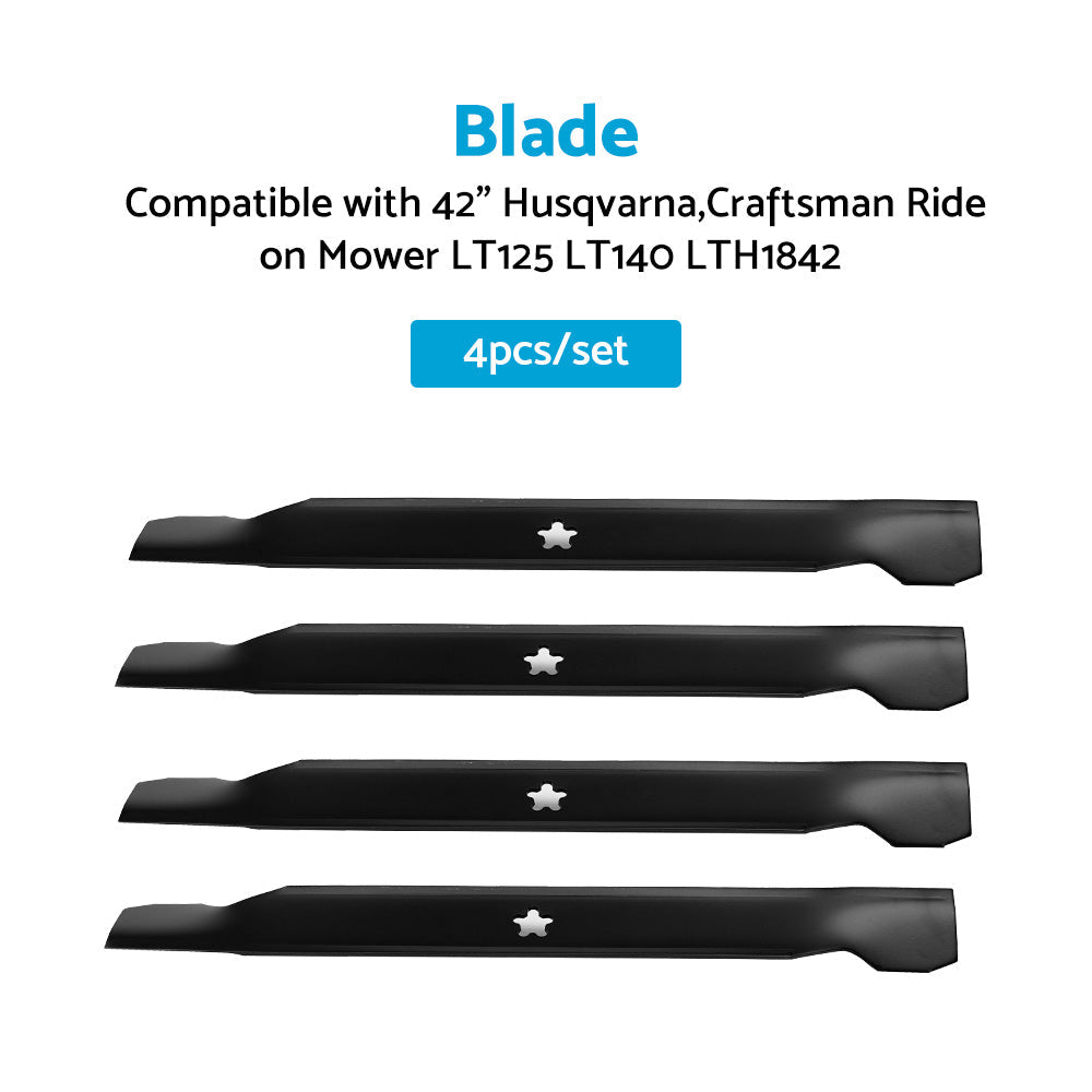4x Blades Suitable For 42inch Husqvarna Craftsman Poulan Mowers 532 13 88-71 138971-1