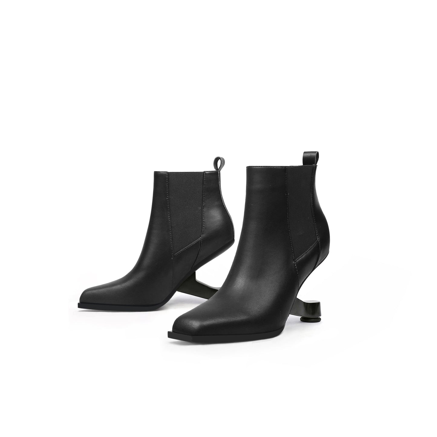 Classic Pointed Toe Paneled Leather Boots-4