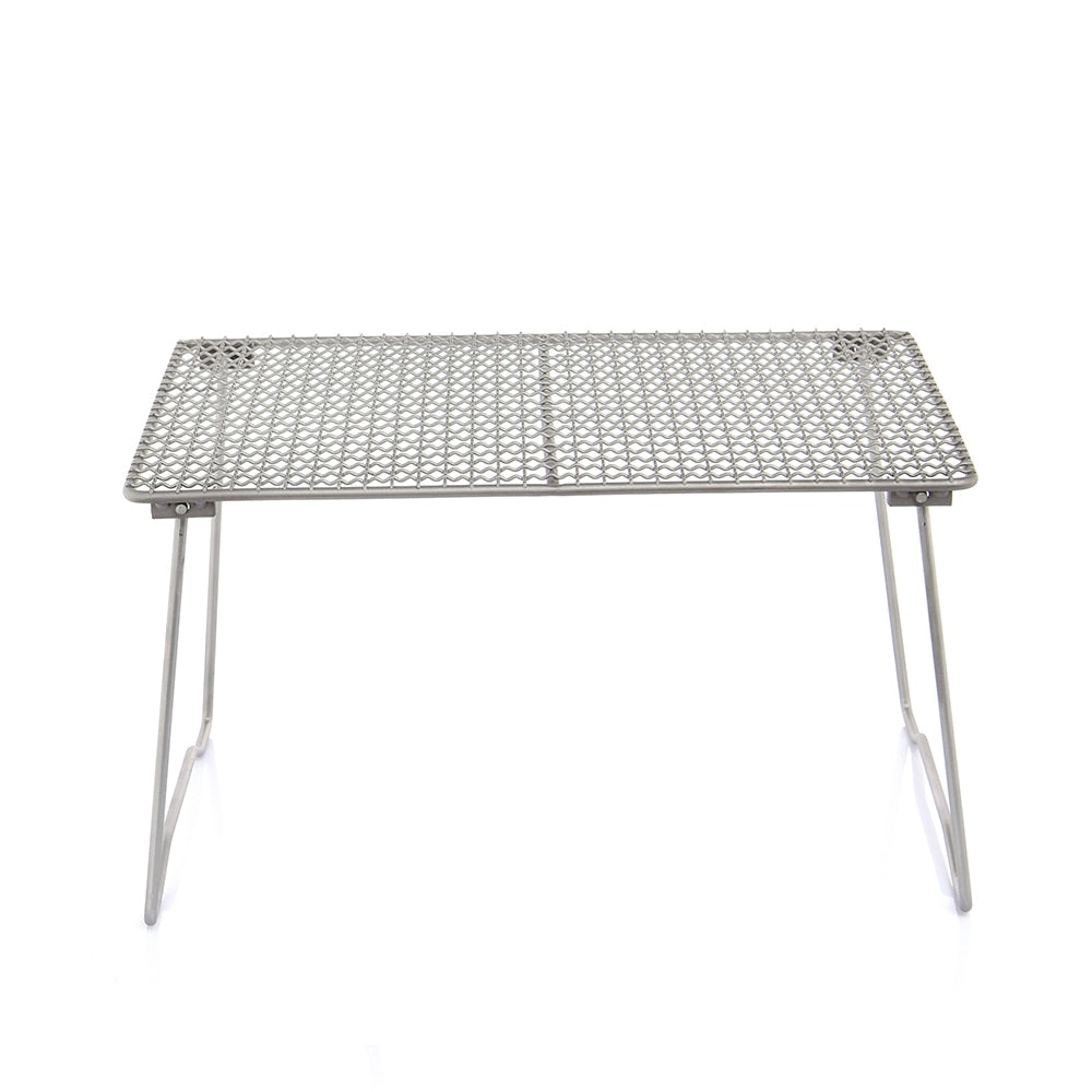 Titanium Charcoal BBQ Grill Net with Folding Legs for Camping Beach Picnic Barbecue Desk Tabletop Cooking utensils-4