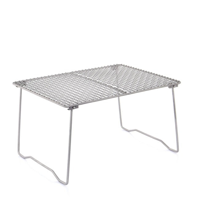 Titanium Charcoal BBQ Grill Net with Folding Legs for Camping Beach Picnic Barbecue Desk Tabletop Cooking utensils-2