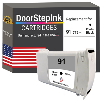 DoorStepInk Brand for HP 91 775mL (C9465A) Photo Black Remanufactured in the USA Ink Cartridge-0