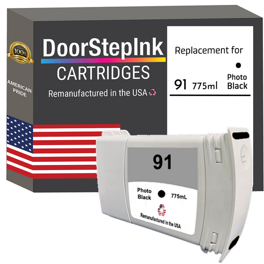 DoorStepInk Brand for HP 91 775mL (C9465A) Photo Black Remanufactured in the USA Ink Cartridge-0
