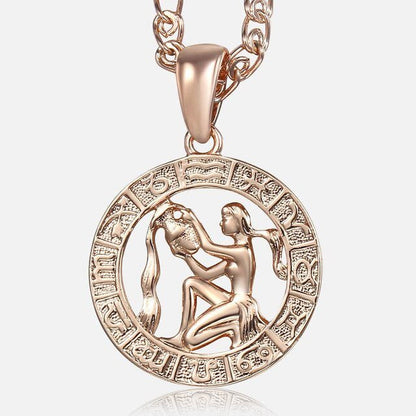 12 Zodiac Sign Constellations Pendant Necklace For Women Men 585 Rose Gold Necklace Fashion Birthday Gifts Drop Shipping-10