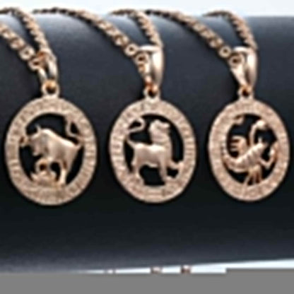 12 Zodiac Sign Constellations Pendant Necklace For Women Men 585 Rose Gold Necklace Fashion Birthday Gifts Drop Shipping-4