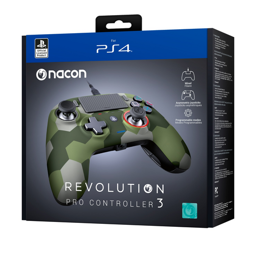Контролер с кабел Nacon Revolution Pro Controller 3 за Playstation 4, Зелен камуфлаж (PS4OFPADRPC3GREEN)-0