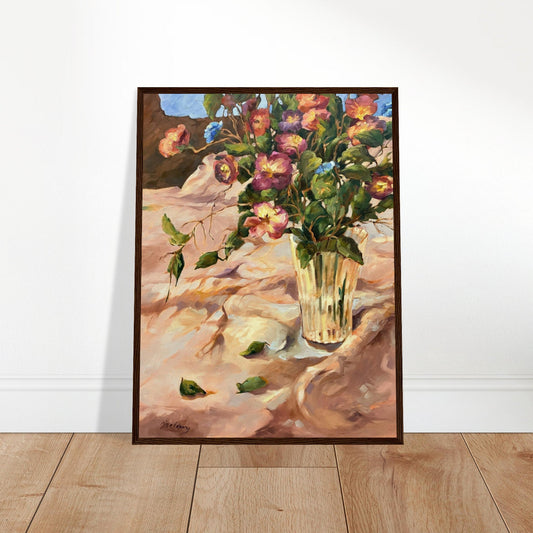 "Blossoms in Bloom" Still Life Floral | 18x24 inch Wooden Framed Art Print | Original Artwork by American Artist Barbara Cleary-0