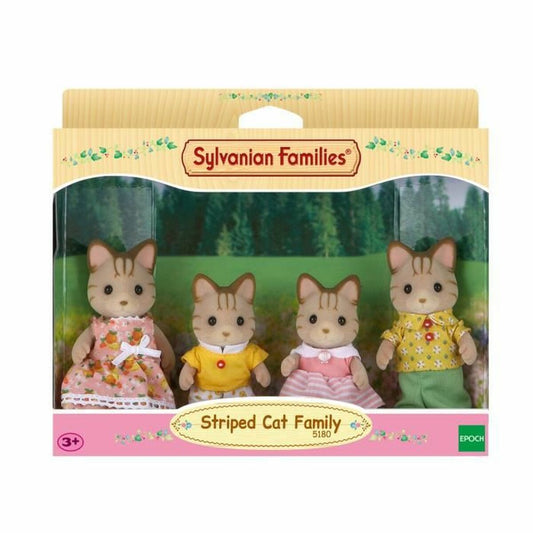Action Figures Sylvanian Families Striped Cat Family-0