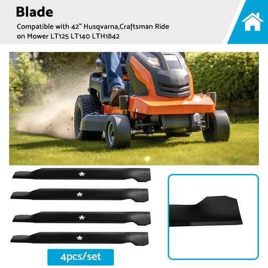 4x Blades Suitable For 42inch Husqvarna Craftsman Poulan Mowers 532 13 88-71 138971-0
