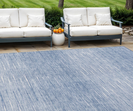 10' X 14' Denim Blue And Blue Abstract Washable Indoor Outdoor Area Rug-0