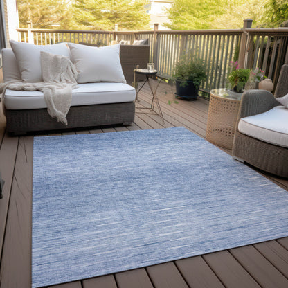 10' X 14' Denim Blue And Blue Abstract Washable Indoor Outdoor Area Rug-6