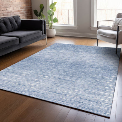 10' X 14' Denim Blue And Blue Abstract Washable Indoor Outdoor Area Rug-7