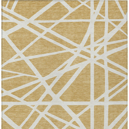 10' X 14' Gold And Ivory Geometric Washable Indoor Outdoor Area Rug-6