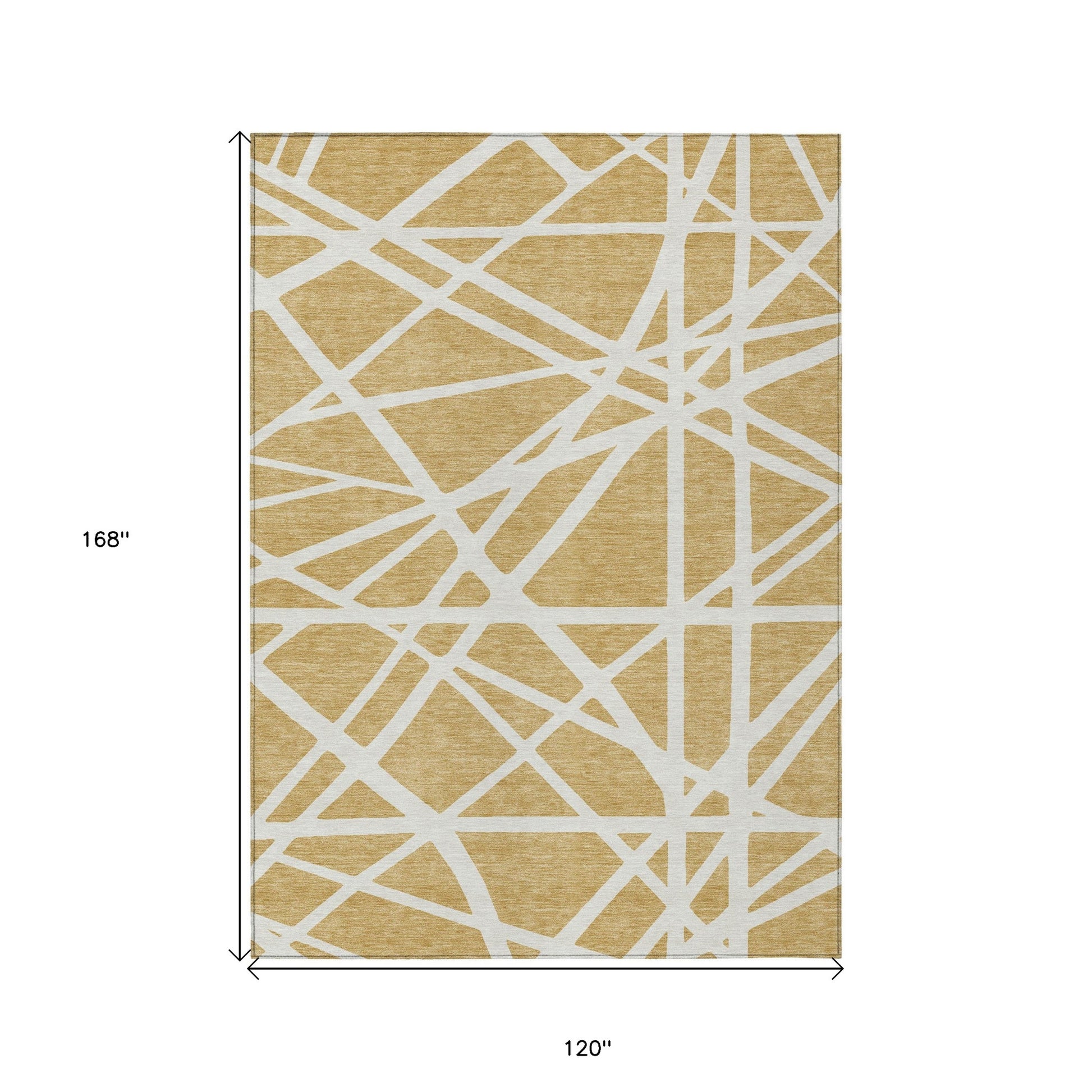 10' X 14' Gold And Ivory Geometric Washable Indoor Outdoor Area Rug-2