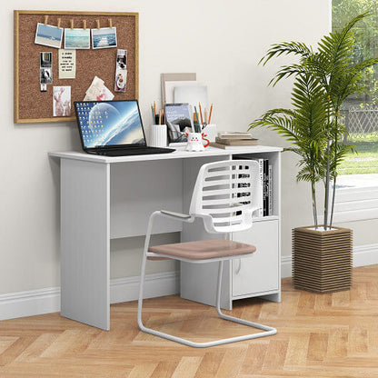 Modern Computer Desk with Cabinet-White-0