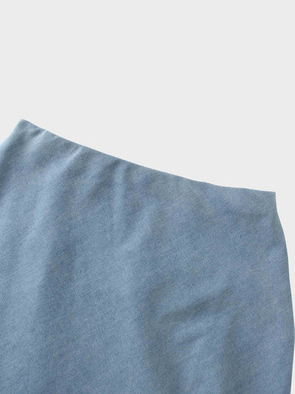 Classic Denim Skirt 37"-Light Blue-4
