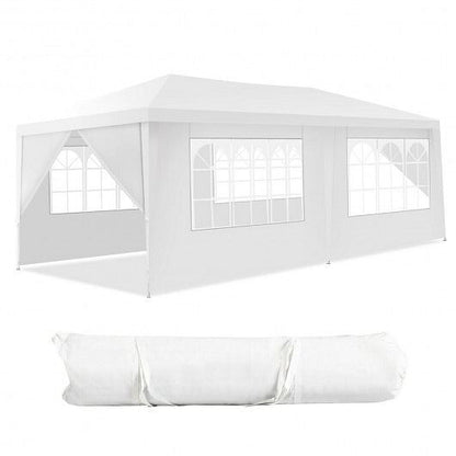 10 x 20 Feet 6 Sidewalls Canopy Tent with Carry Bag-White-4