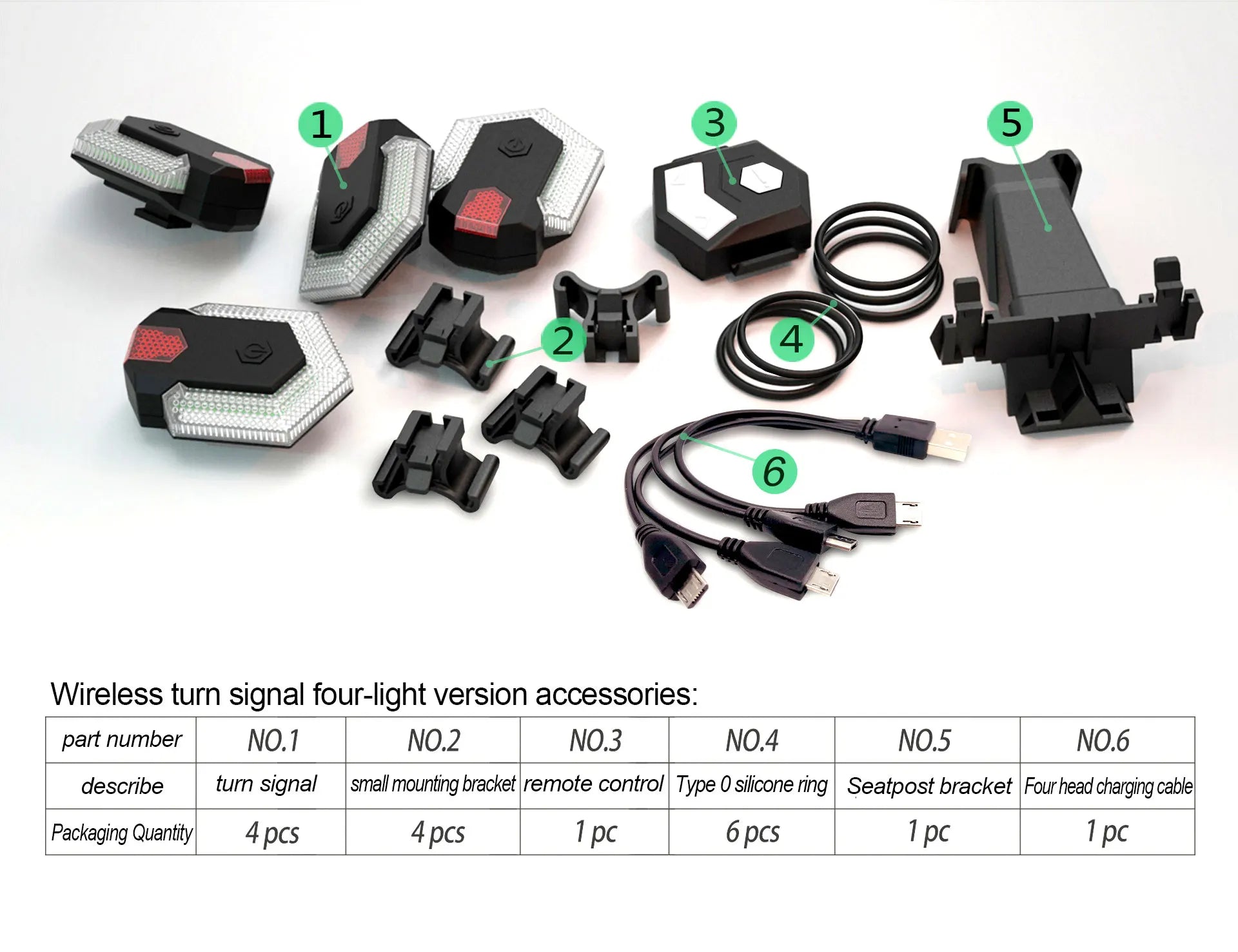 1 Set Turn Signals for Bicycle Front Rear Light-5