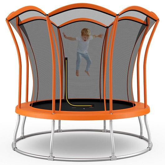 10 Feet Unique Flower Shape Trampoline with Galvanized Steel Frame-Orange-0