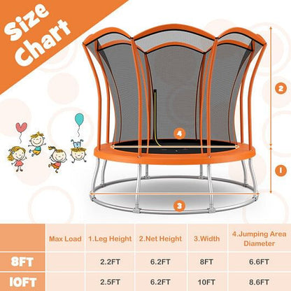 10 Feet Unique Flower Shape Trampoline with Galvanized Steel Frame-Orange-1