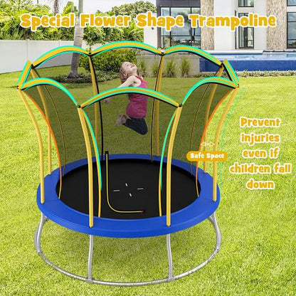 10 Feet Unique Flower Shape Trampoline with Galvanized Steel Frame-Orange-7