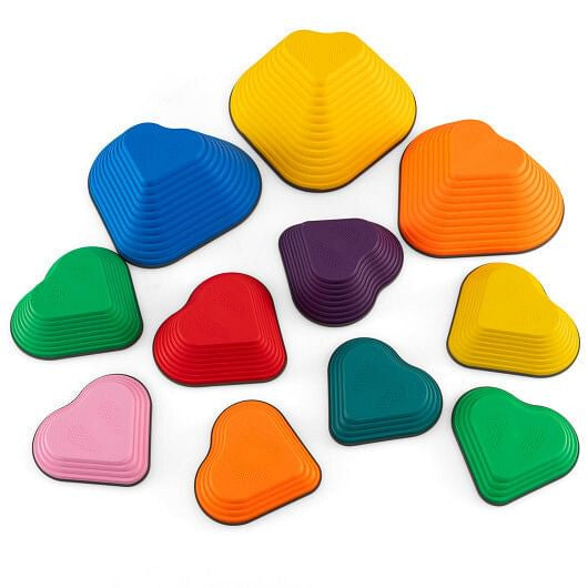 11 Pieces Kids Stepping Stones Stackable Balance Blocks Indoor Outdoor-Multicolor-4
