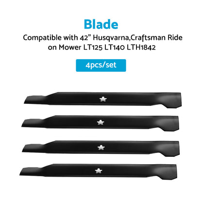 4x Blades Suitable For 42inch Husqvarna Craftsman Poulan Mowers 532 13 88-71 138971-1