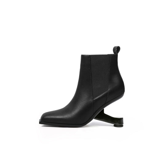 Classic Pointed Toe Paneled Leather Boots-0