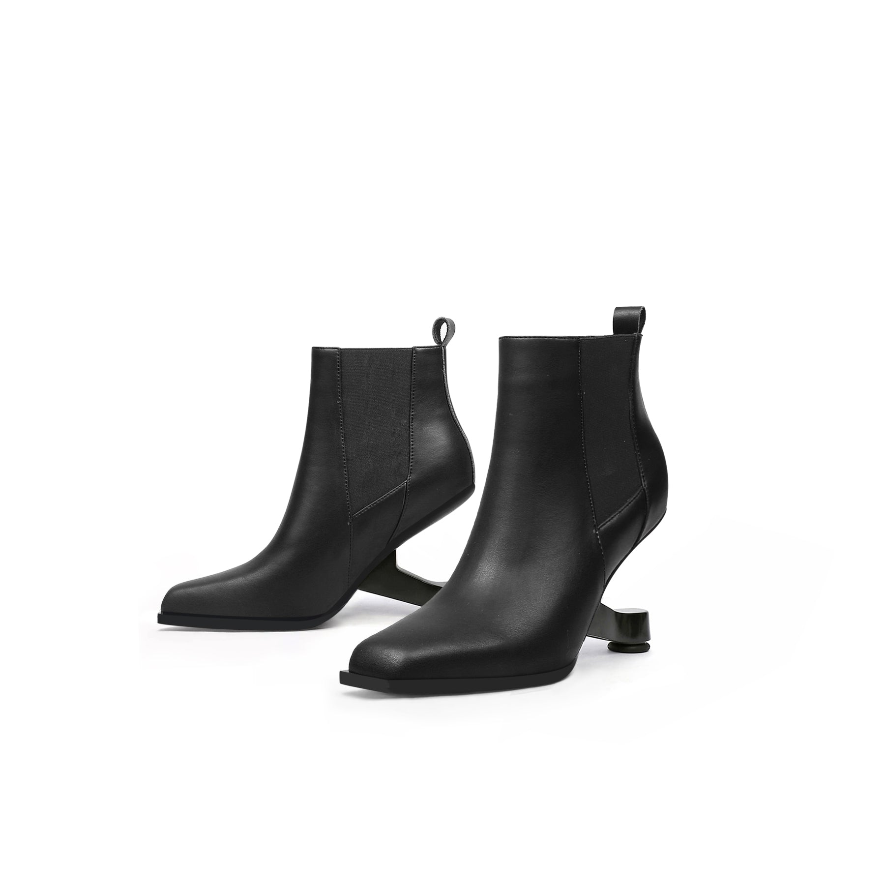 Classic Pointed Toe Paneled Leather Boots-4