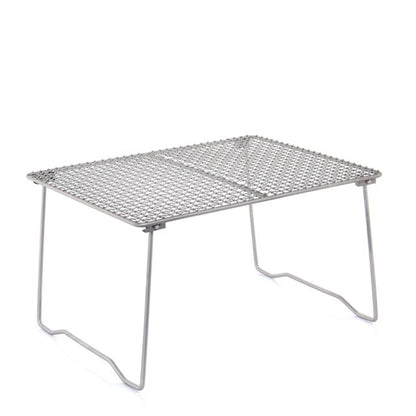 Titanium Charcoal BBQ Grill Net with Folding Legs for Camping Beach Picnic Barbecue Desk Tabletop Cooking utensils-2